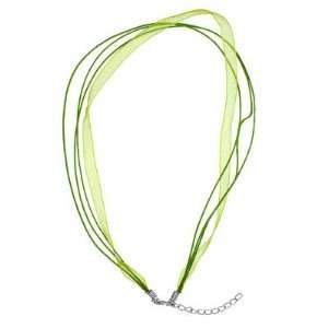   Green Organza Ribbon and Cotton Cord Necklace Arts, Crafts & Sewing