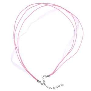  18 Pink Organza Ribbon and Cotton Cord Necklace Arts 