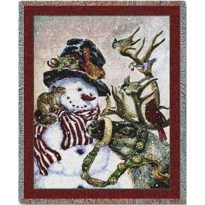  Snowman and Prancer Throw   70 x 54 Blanket/Throw