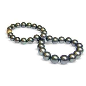   green Tahitian south sea cultured pearl necklace 16 American Pearl