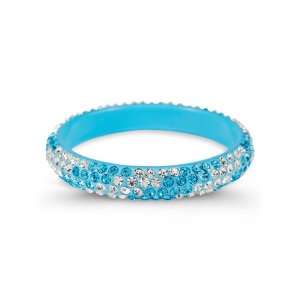    Aquamarine White Swarovski Crystal Light Blue Bangle Jewelry