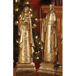  Set of 2 Christmas Joy Holy Family Gold Nativity Holiday 