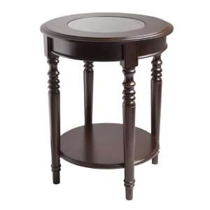  Whitman Round Glass Top End Table In Cappucino By Winsome 