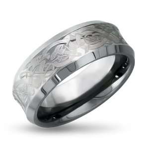 Bling Jewelry Celtic Dragon Concave Comfort Fit Unisex Tungsten Mens 