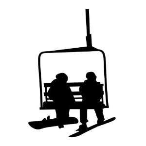  Snowboarders on double chairlift Decal Sticker