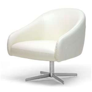   Studio Balmorale Leather Modern Swivel Chair, Ivory