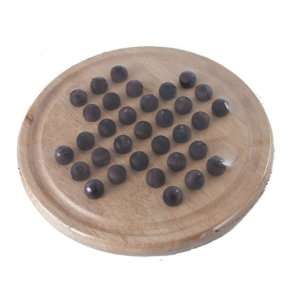  Round Solitaire Handcrafted Solid Wood Classic Board Game 