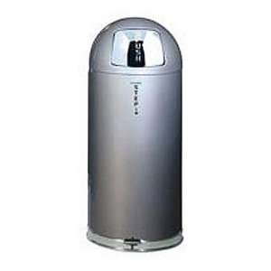  Hands Free Round Top Trash Can, Silver Metallic, 15 Gal 