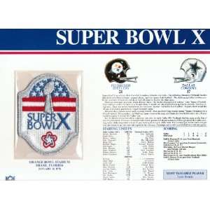   Super Bowl 10 (X) 1976 Lynn Swann MVP Willabee Ward Patch and Stat