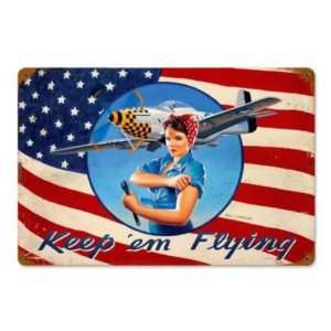  Rosie Mustang Vintage Metal Sign Pin Up Military P51