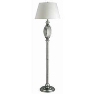  La Pal Silver with White Linen Shade Floor Lamp