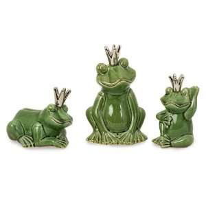 Set of 3 Charming Frog Prince Wearing Crowns Table Top 