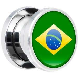  10mm Stainless Steel Brazil Flag Saddle Plug Jewelry