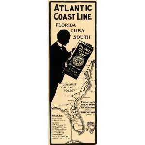  1908 Ad Atlantic Coast Line Train Route Florida Cuba 