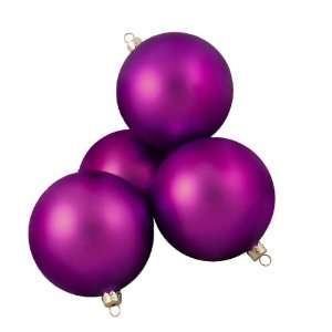  Pack of 4 Matte Purple Excitement Glass Ball Christmas 