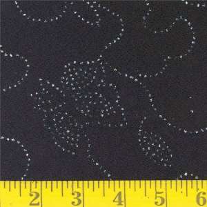  54 Wide Slinky Glitter Crepe Orchid Vines Black/Multi Fabric 