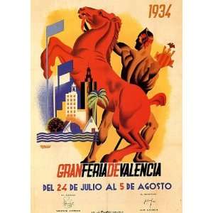  1934 VALENCIA HORSE STATUE SAILBOAT EUROPE TRAVEL TOURISM SPAIN 