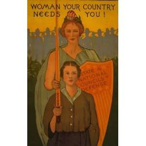  World War I Poster   Woman your country needs you 16 X 24 