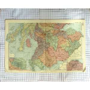 ANTIQUE MAP c1900 SCOTLAND EDINBURGH GLASGOW SOLWAY 