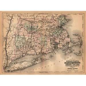   Map of Connecticut, Massachusetts & Rhode Island