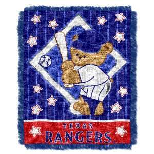 MLB Texas Rangers 36 Inch by 46 Inch Woven Jacquard Baby Throw  