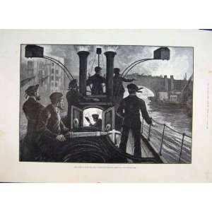   1890 London Fire Brigade Steam Engine Riverside Print