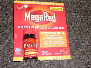 Schiff MEGA RED Omega 3 Krill Oil 300mg 90 Softgels NEW  