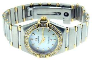 Ladies Omega Constellation Diamond 18K Yellow Gold & SS 22.5mm Watch 