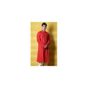 Red Jacquard Embroidered Kurta Pyjama 