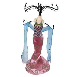  Doll Jewelry Stand Peacock Dress Pink 14.5 Inches