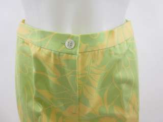 MICHAEL KORS Yellow Green Floral Cotton Slacks Pants 2  