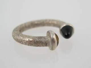 NEW AMY KAHN SS Open Ended Onyx & Tigers Eye Ring  