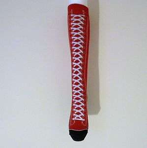 NOVELTY KNEE HIGH SNEAKER BOOT LACE SOCKS RED  
