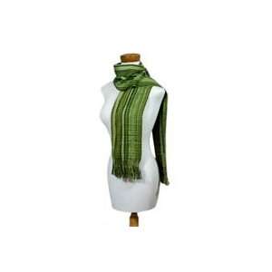  NOVICA Cotton scarf, Emerald Hope