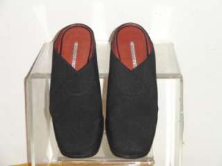 Donald J Pliner Women Black Fabric Mules Slide On Clog Heels Shoe 