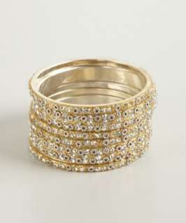 Chamak by Priya Kakkar set of 6  white and gold crystal bangles 