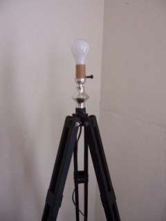 Wood TRIPOD LAMP DECORATIVE Floor LAMP STAND BLACK  