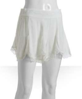 Free People ivory layering petal lace trimmed skort shorts   