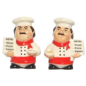  Ceramic Pottery Chef Salt and Pepper Shakers 3.5H Two 