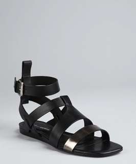 Pour la Victoire black leather Cailee cage sandals