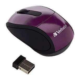 Verbatim Wireless Purple Mini Optical Travel Mouse with Nano Receiver 