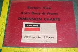 1971 BLACKHAWK AUTO BODY/FRAME DIMENSION CHARTS MANUAL  