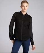 robbi & nikki black embroidered lace button front blouse style 