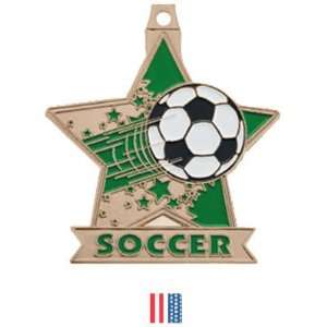   Star Custom Soccer Medal M 715S BRONZE MEDAL/FLAG RIBBON 2.5 STAR