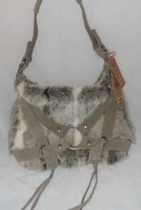   Brand Taluca Lake Grey Medium Fur & Suede Hobo Bag Purse NWT  