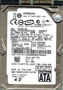 HITACHI HTS542580K9SA00 80GB P/N 0A54891 MLC DA2100  