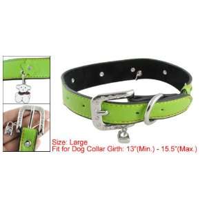   Pet Dog 5 Perforated Faux Leather Band Green Collar Sz L