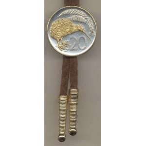 24k Gold on Sterling Silver World Coin Bolo Tie   New Zealand 20 cents 