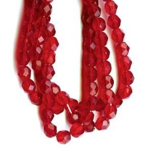  6mm Fire Polish Round Czech Glass Beads   Matte Siam Red 
