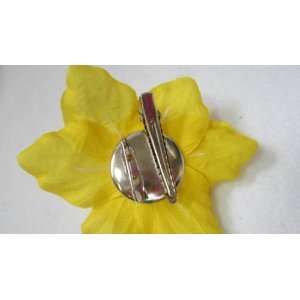  Yellow Daffodil Flower with Monarch Butterfly Hair Clip 